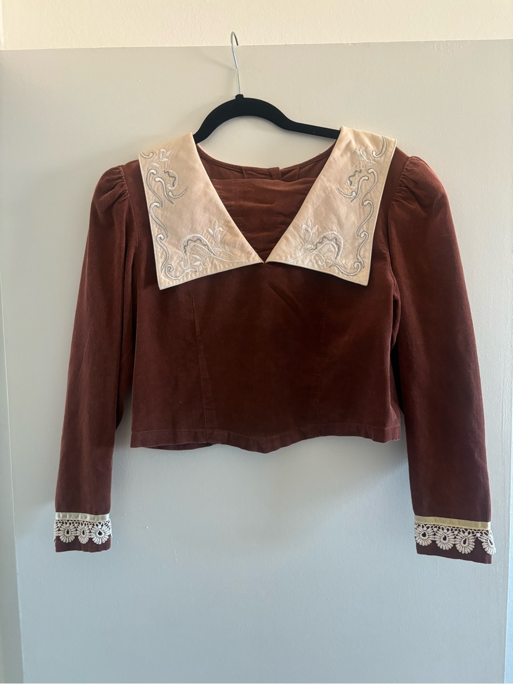 Western corduroy peasant blouse